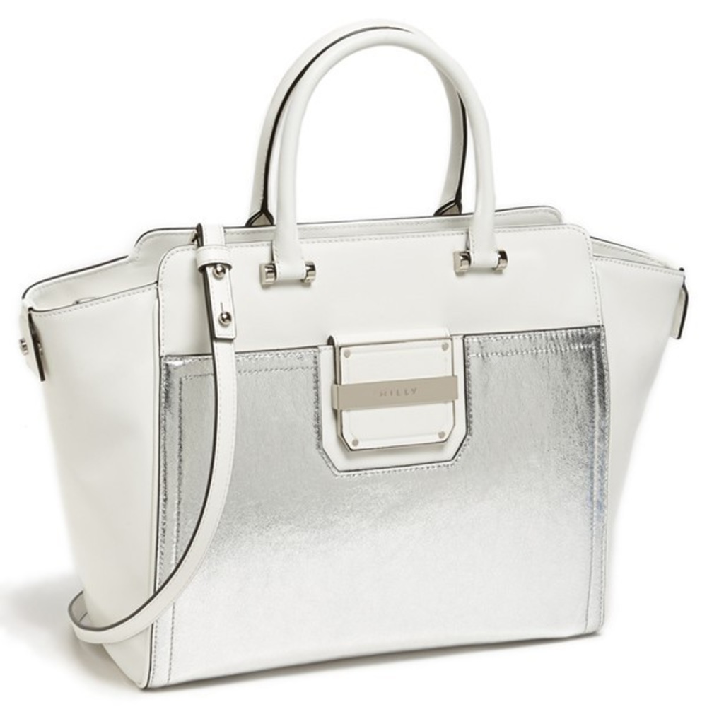 NWT MILLY Colby Metallic Leather Tote